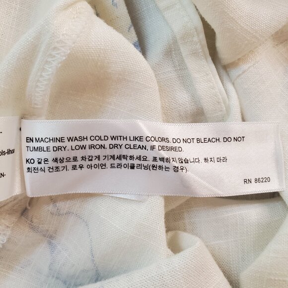 NWT PORTER & ASH SZ L Men's Linen Blend Floral White & Blue Short Sleeve Shirt - Picture 11 of 12